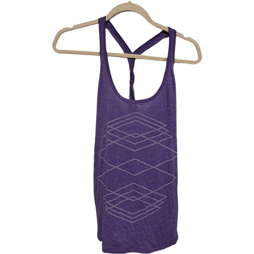 Old Navy Active Purple Racerback Workout Tank Top Small Geometric Yoga Semi Fit